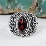 Garnet 925 Sterling Silver Ring (REXT56-155)