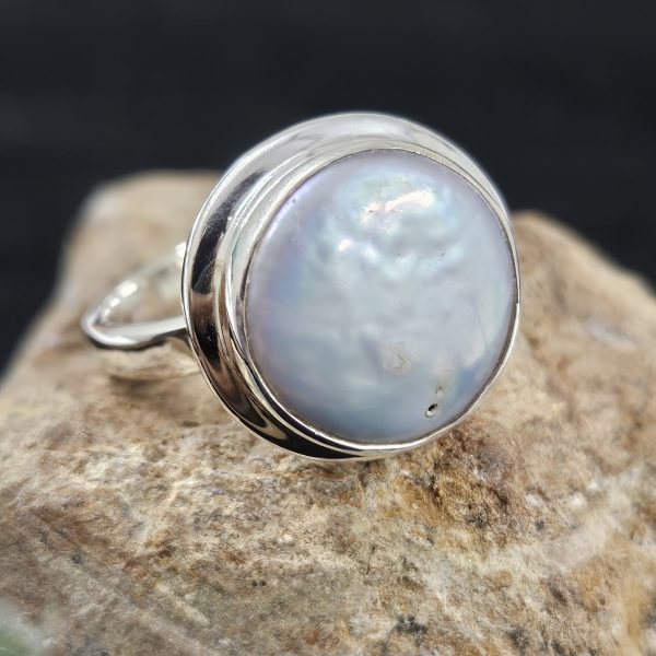 Freshwater Pearl 925 Sterling Silver Ring (REXT45-8) - Image 2