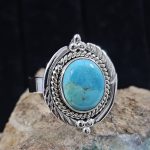 Mohave Turquoise 925 Sterling Silver Ring (REXT38-1)