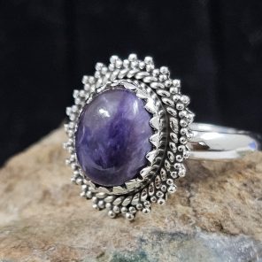 Charoite 925 Sterling Silver Ring (REXT38-8)