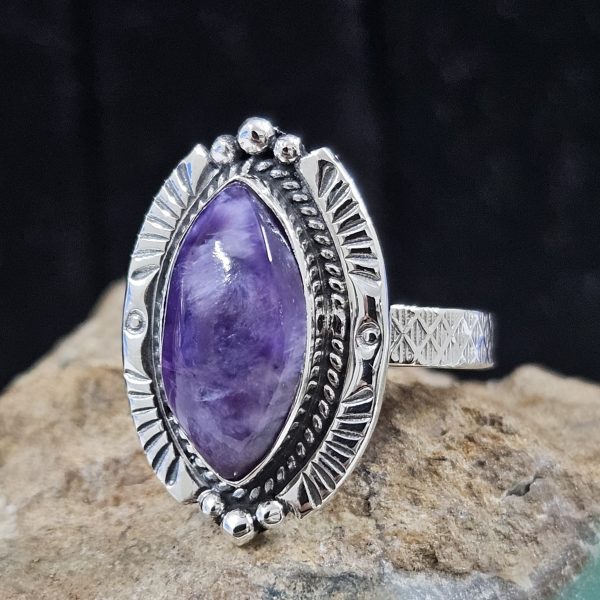Charoite 925 Sterling Silver Ring (REXT38-10)