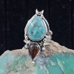 Arizona Turquoise & Amber Southwestern 925 Silver Ring (REXT31-8)