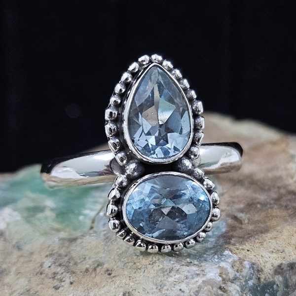 Blue Topaz 925 Sterling Silver Ring (REXT3-58) - Image 2