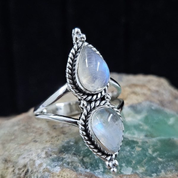 Rainbow Moonstone 925 Sterling Silver Ring (REXT3-64) - Image 2