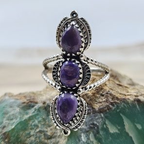 Charoite 925 Sterling Silver Ring (REXT6-4)