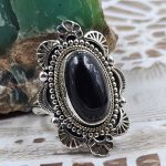 Black Onyx 925 Sterling Silver Ring (REXT68-3)