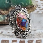 Pink Dahlia Turquoise 925 Sterling Silver Ring (REXT68-1)