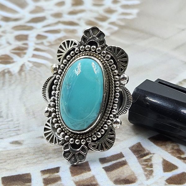 Arizona Turquoise 925 Sterling Silver Ring (REXT68-4)