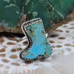 Mohave Turquoise Southwest Cowboy Boot 925 Sterling Silver Ring (REXT48-16)