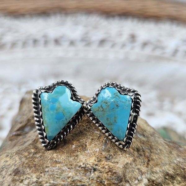 Mohave Turquoise Southwest Arrow Head 925 Sterling Silver Stud Earring (REXT48-18)