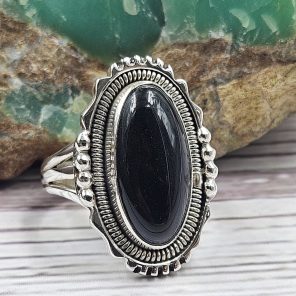 Black Onyx 925 Sterling Silver Ring (REXT72-105)