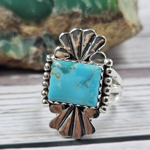 Mohave Turquoise Southwest Style 925 Silver Ring (REXT39-21) - Image 3