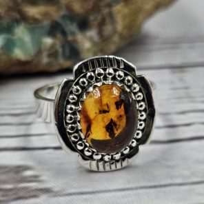 Amber 925 Sterling Silver Ring (REXT72-98)