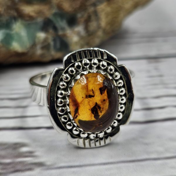 Amber 925 Sterling Silver Ring (REXT72-98)