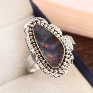 Australian Opal Size US 7 925 Sterling Silver Ring (RS111-302)