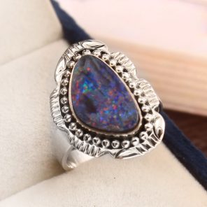 Australian Opal Size US 8 925 Sterling Silver Ring (RS111-306)
