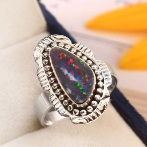 Australian Opal Size US 9 925 Sterling Silver Ring (RS111-307)