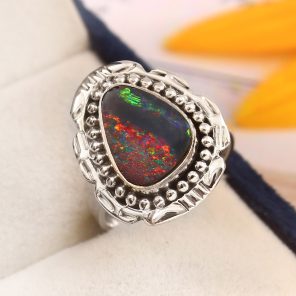 Australian Opal Size US 7 925 Sterling Silver Ring (RS111-299)