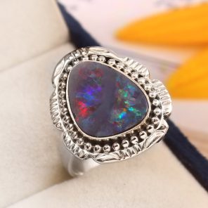 Australian Opal Size US 10 925 Sterling Silver Ring (RS111-311)