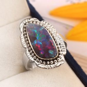 Australian Opal Size US 7 925 Sterling Silver Ring (RS111-300)