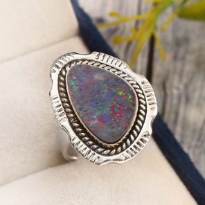 Australian Opal Size US 5 925 Sterling Silver Ring (RS111-334)
