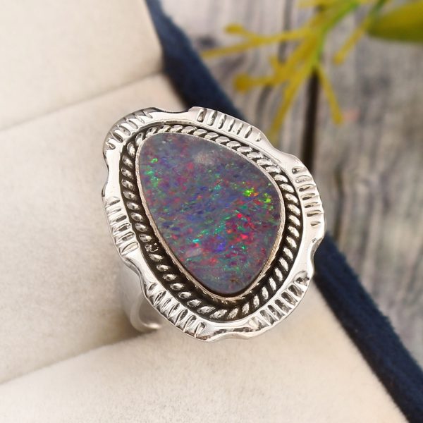 Australian Opal Size US 5 925 Sterling Silver Ring (RS111-334)