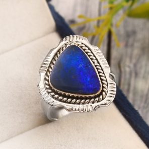 Australian Opal Size US 9 925 Sterling Silver Ring (RS111-329)