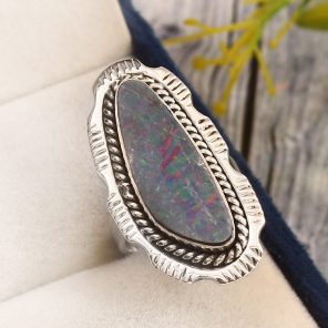 Australian Opal Size US 9 925 Sterling Silver Ring (RS111-331)