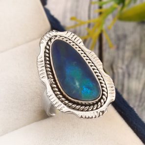Australian Opal Size US 9 925 Sterling Silver Ring (RS111-328)