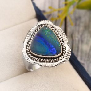 Australian Opal Size US 9 925 Sterling Silver Ring (RS111-332)