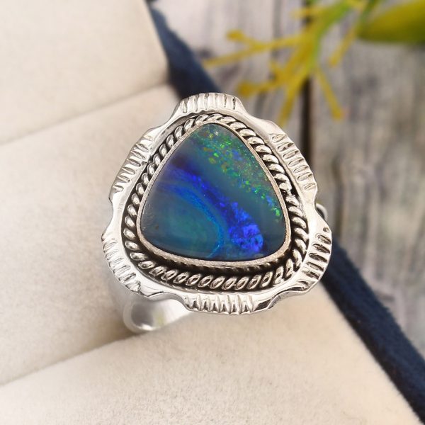Australian Opal Size US 9 925 Sterling Silver Ring (RS111-332)