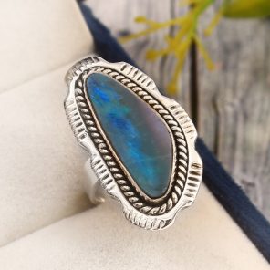 Australian Opal Size US 8 925 Sterling Silver Ring (RS111-325)
