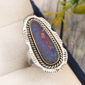 Australian Opal Size US 7 925 Sterling Silver Ring (RS111-321)