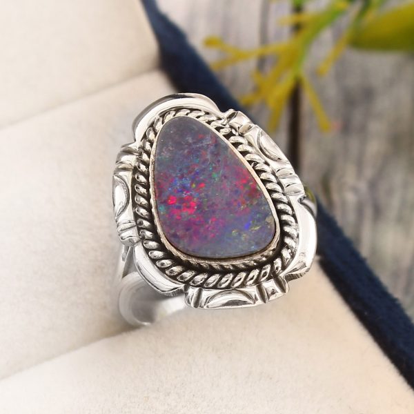 Australian Opal Size US 8 925 Sterling Silver Ring (RS111-326)