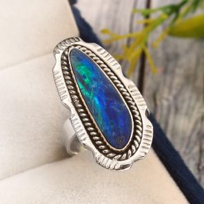 Australian Opal Size US 6 925 Sterling Silver Ring (RS111-318)