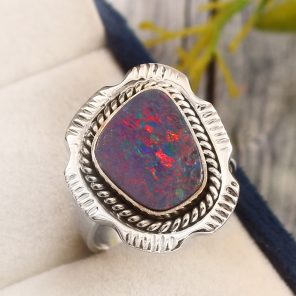 Australian Opal Size US 7 925 Sterling Silver Ring (RS111-322)