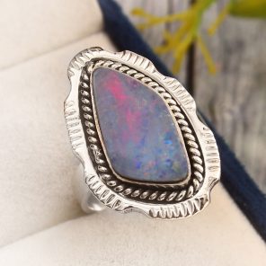 Australian Opal Size US 8 925 Sterling Silver Ring (RS111-327)