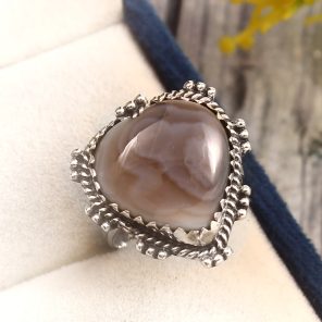 Botswana Agate Size US 7 925 Sterling Silver Ring (REXT34-15)