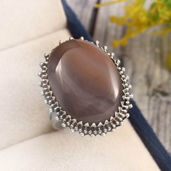 Botswana Agate Size US 11 925 Sterling Silver Ring (REXT34-24)