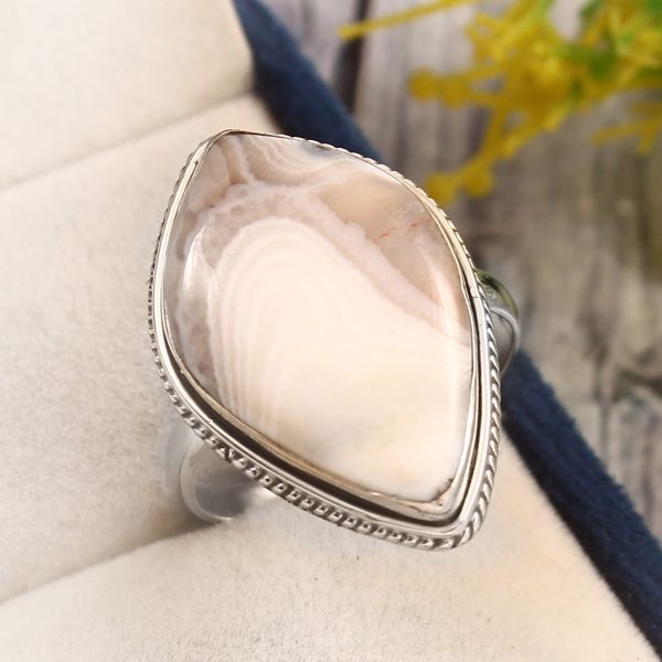Botswana Agate Size US 5 925 Sterling Silver Ring (REXT34-13)