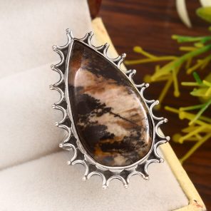 Rhodonite Size US 10 925 Sterling Silver Ring (REXT33-92)