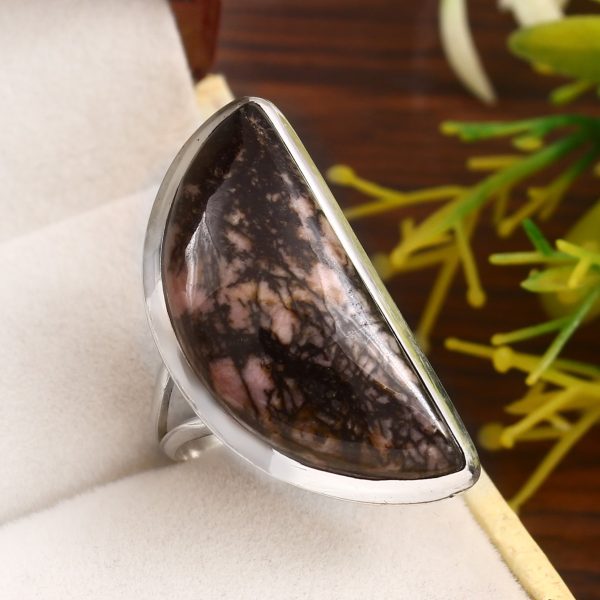Rhodonite Size US 6 925 Sterling Silver Ring (REXT33-103)