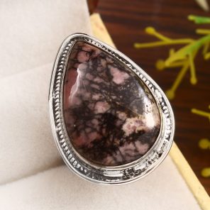 Rhodonite Size US 9 925 Sterling Silver Ring (REXT33-93)