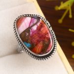 Pink Dahlia Turquoise Size US 5 925 Sterling Silver Ring (REXT33-56)