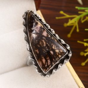 Rhodonite Size US 10 925 Sterling Silver Ring (REXT33-90)