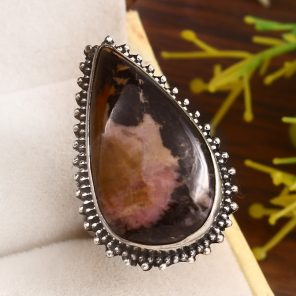 Rhodonite Size US 6 925 Sterling Silver Ring (REXT33-59)