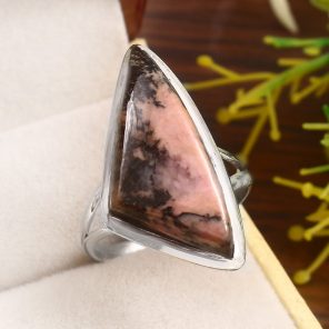 Rhodonite Size US 10 925 Sterling Silver Ring (REXT33-116)