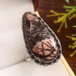 Rhodonite Size US 12 925 Sterling Silver Ring (REXT33-81)