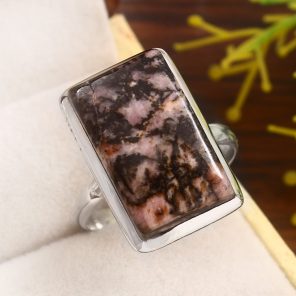 Rhodonite Size US 11 925 Sterling Silver Ring (REXT33-118)