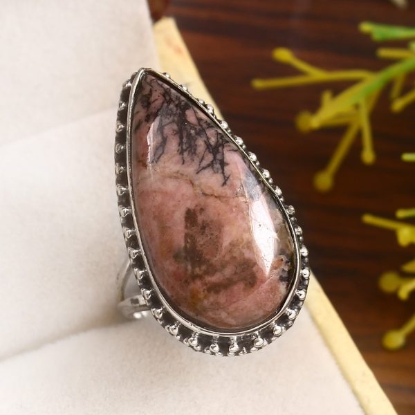 Rhodonite Size US 6 925 Sterling Silver Ring (REXT33-60)